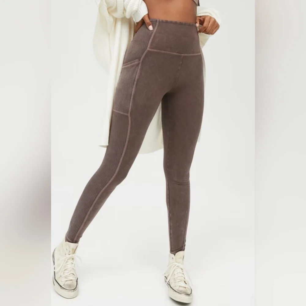 Aerie OG Brown High-Waisted Leggings - Picture 1 of 7